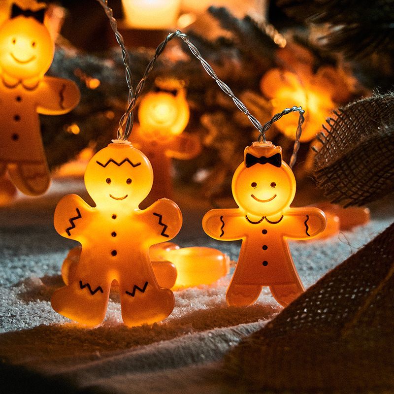 Small Lantern Gingerbread Man LED String Decoration Star Atmosphere Room Christmas Tree Hanging Lights_voghion.com