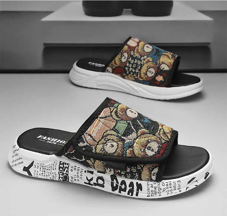 Sommer personalisierte kleine Bär dicke Sohle Anti-Rutsch alte Herren Hip Hop Outwear trendige Hausschuhe_voghion.com
