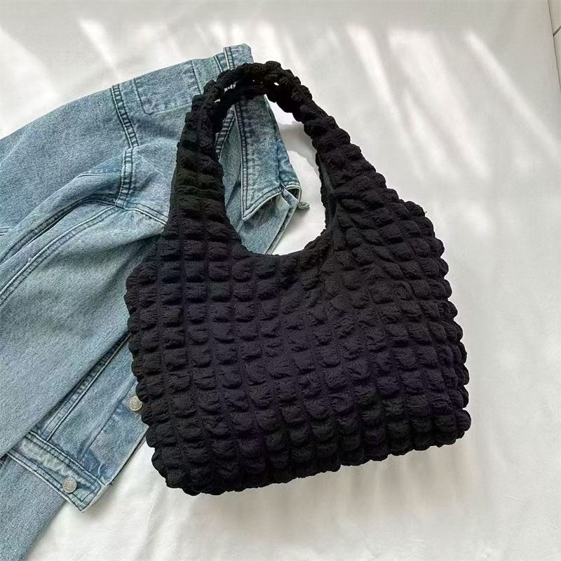 Damen-Tragetaschen, faltbare Luftpolstertasche, Schultertasche für Mädchen, Lunchtasche, große Kapazität, Wolken, Unterarm-Tragetasche_voghion.com