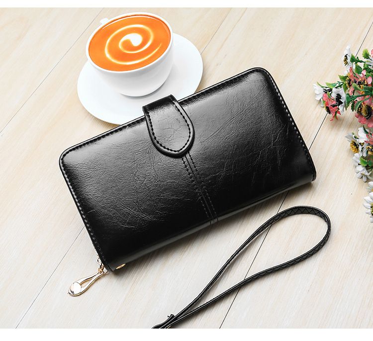 Explosive Damen Geldbörse 2024 Neuer Reißverschluss Ölwachs Leder Geldbörse Schnalle Handytasche Ölleder Neue PU Clutch_voghion.com