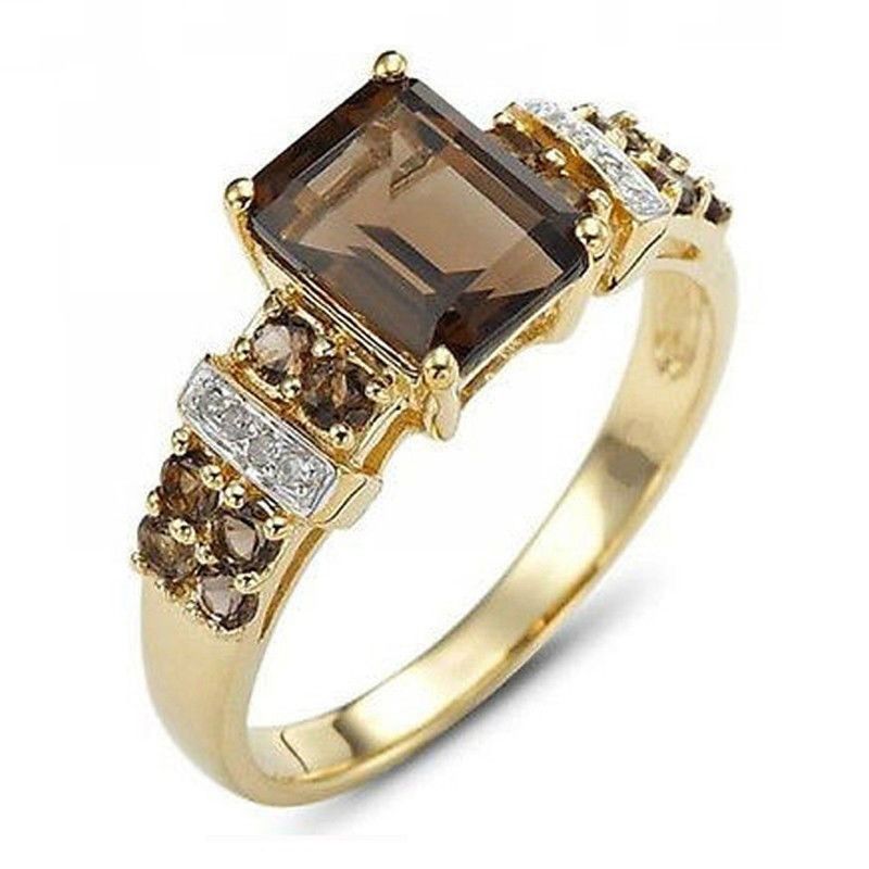 Gold Plated Black Square Gem Statement Ring With Crystal Accents, European Fashion Edgy Luxury Jewelry For Women, Bold Gift For Style Enthusiasts_voghion.com