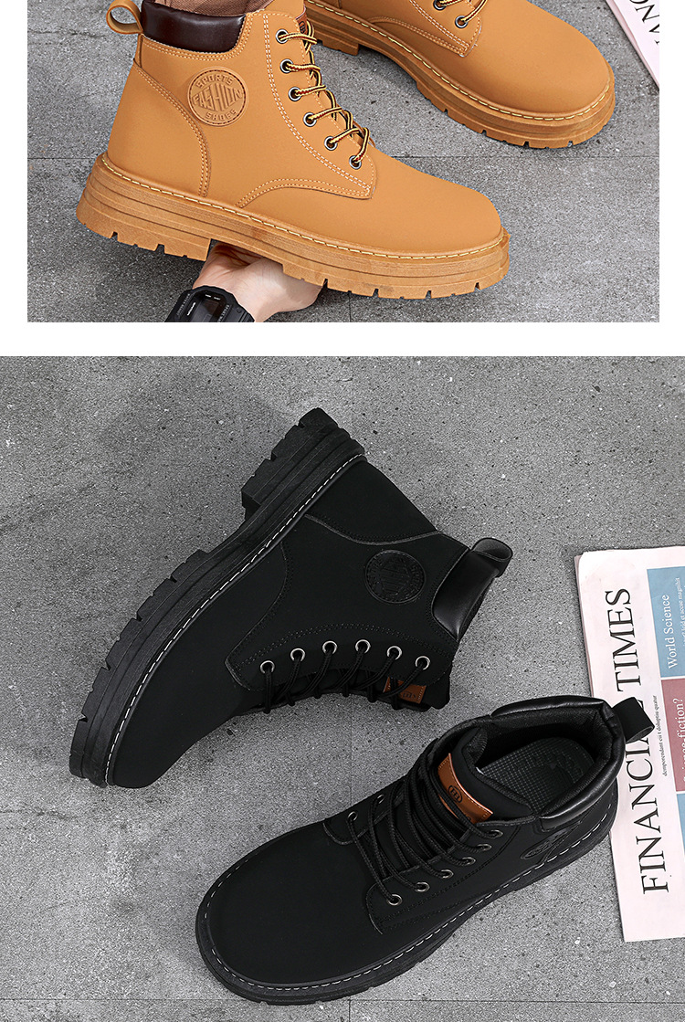 2023 nova moda clássica masculina de outono, durável, à prova d'água, botas martin de cano alto com fundo macio, antiderrapante_voghion.com