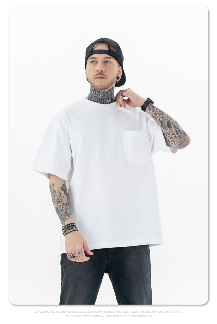 SUP Men's Wear | 2024 Spring/Summer New Product Trendy Brand Simple Chest Pocket Triangle Patch Embroidered Casual Short_voghion.com