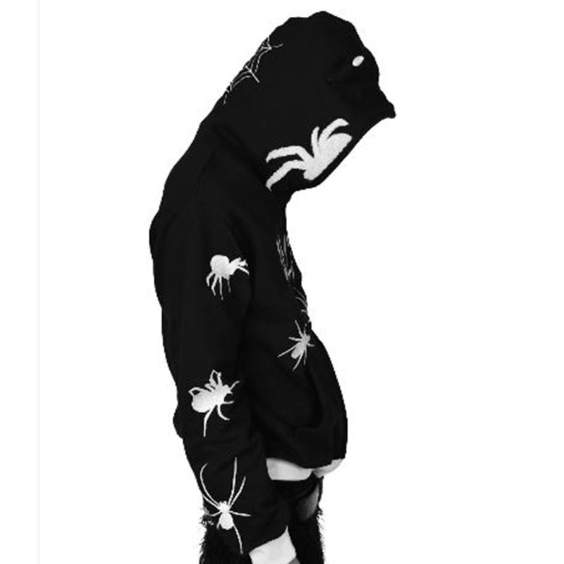 Felpa con cappuccio e cerniera con stampa ragno, unisex, alla moda, giacca, Fn_voghion.com