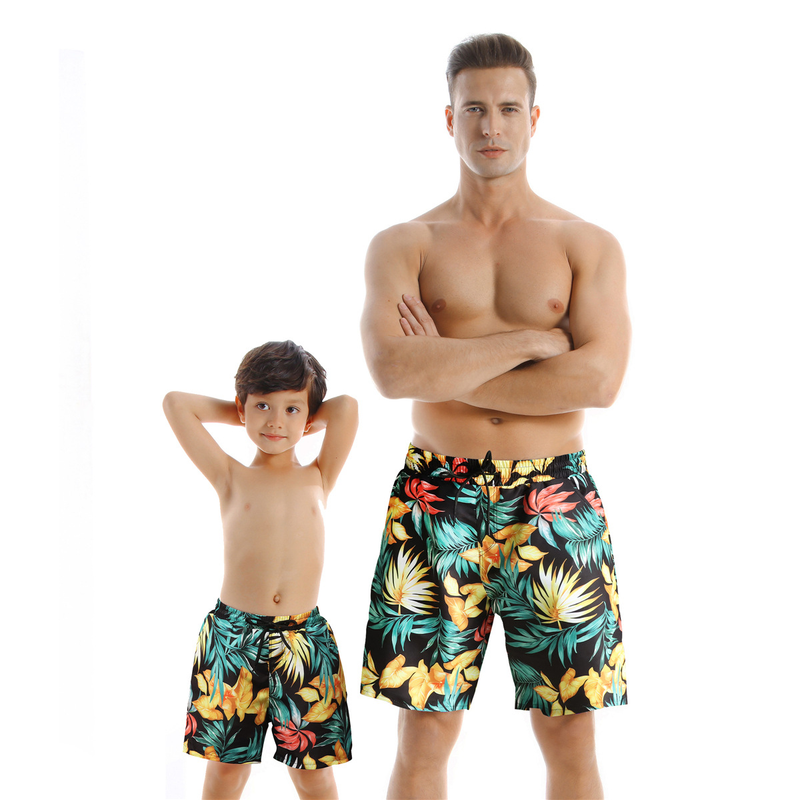 Eltern-Kind-Badeanzug, Strand-Badeanzug für Männer, kleiner und mittelgroßer Badeanzug für Jungen und Mädchen, zweiteiliger Bikini für Frauen, drei in vier_voghion.com