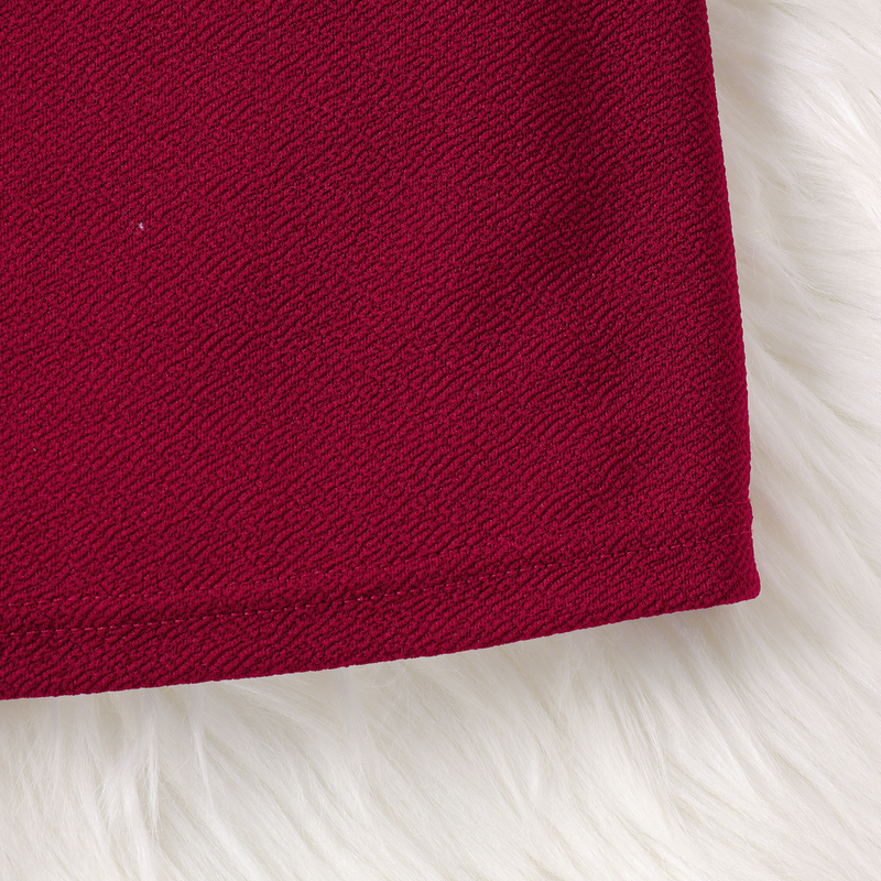 Vêtements pour enfants style automne petites et moyennes filles couleur unie col haut manches longues perle lié grain_voghion.com