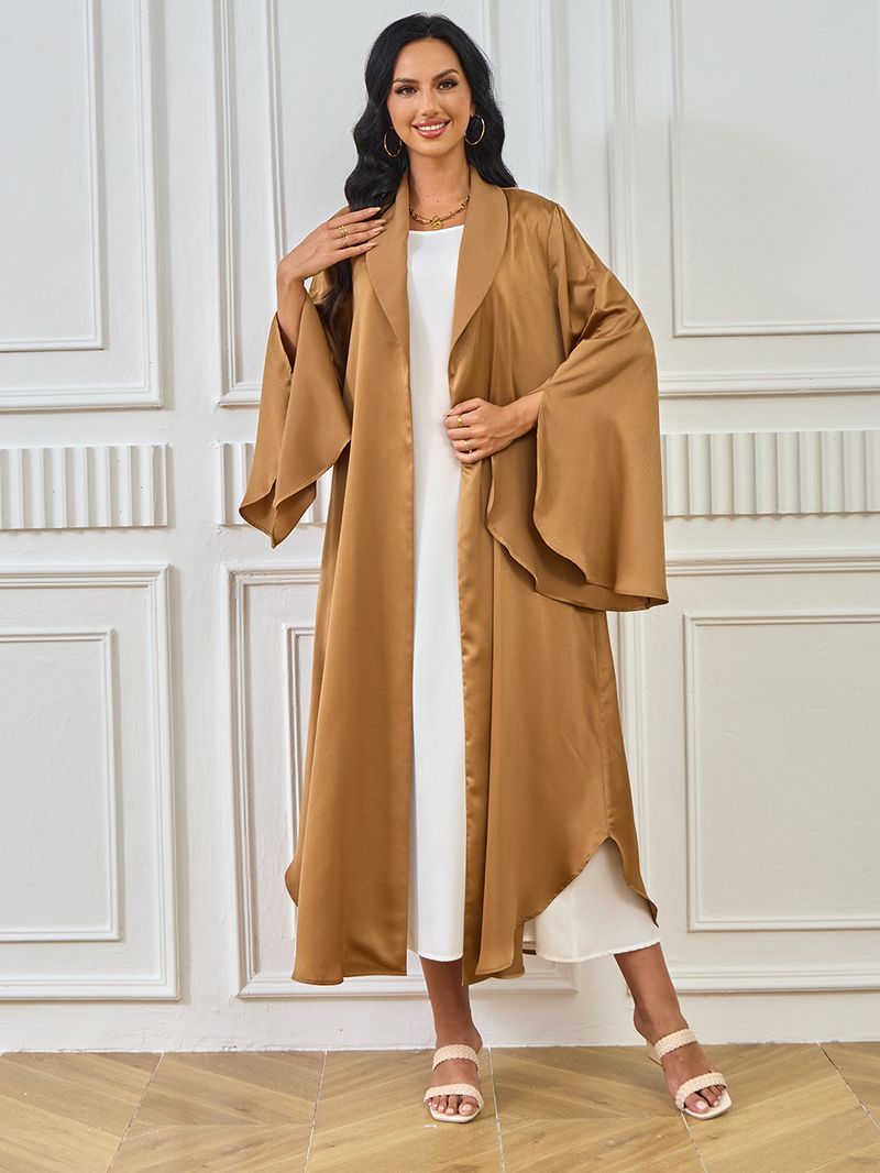 Damkläder Stor Gunga Enfärgad Cardigan Robe Klänning Hon_voghion.com
