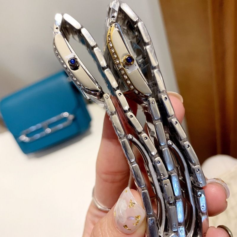 Nuovo orologio da donna Kajia con cinturino in acciaio inossidabile e quadrante quadrato con diamanti, movimento al quarzo a due lancette_voghion.com