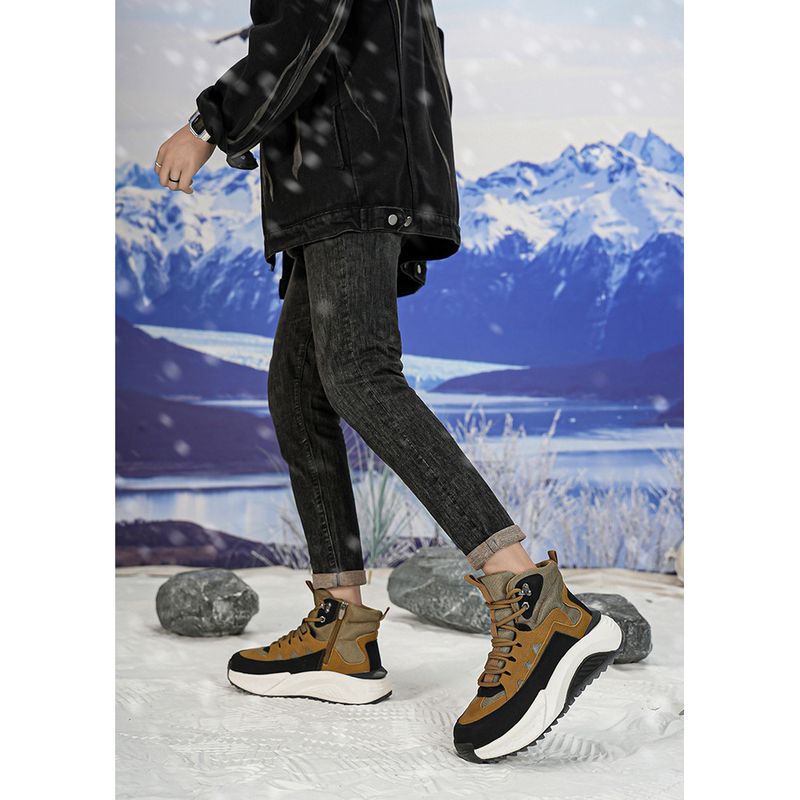 Men's new winter snow boots with plush and thick warm cotton shoes_voghion.com