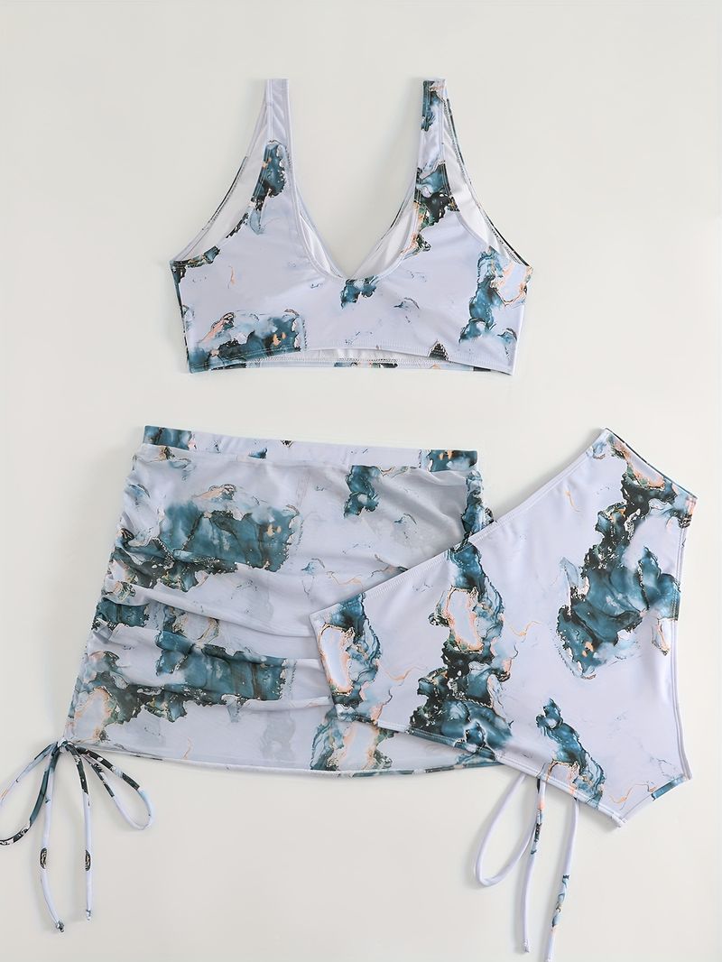 Women's High-Waisted Bikini Set - Floral Print Push-Up Swimsuit With Adjustable Straps & Tummy Control (Sexy & Supportive)_voghion.com