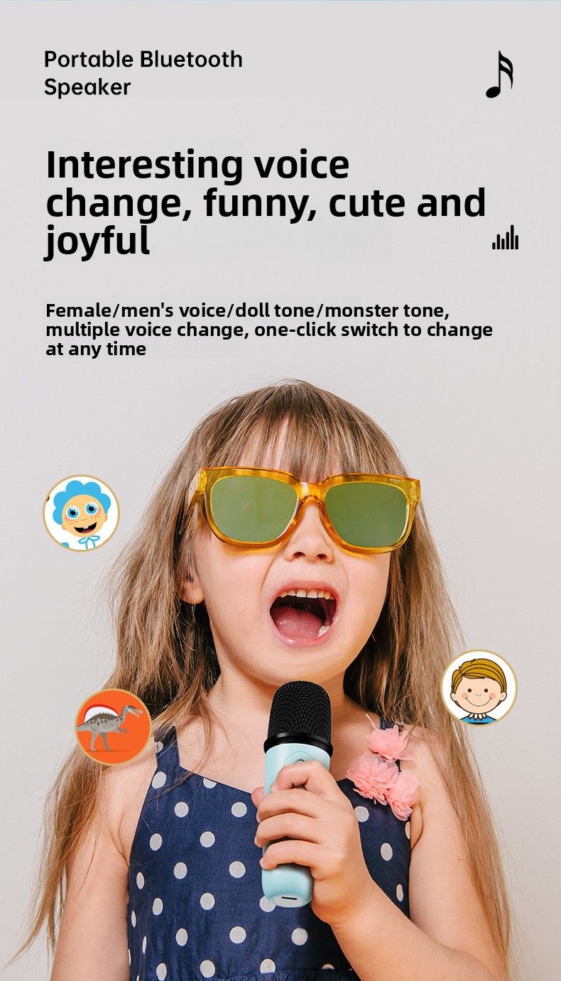 Mini enceinte Bluetooth karaoké pour enfants, sans fil, pour l'extérieur, chant, usage domestique, avec microphone_voghion.com