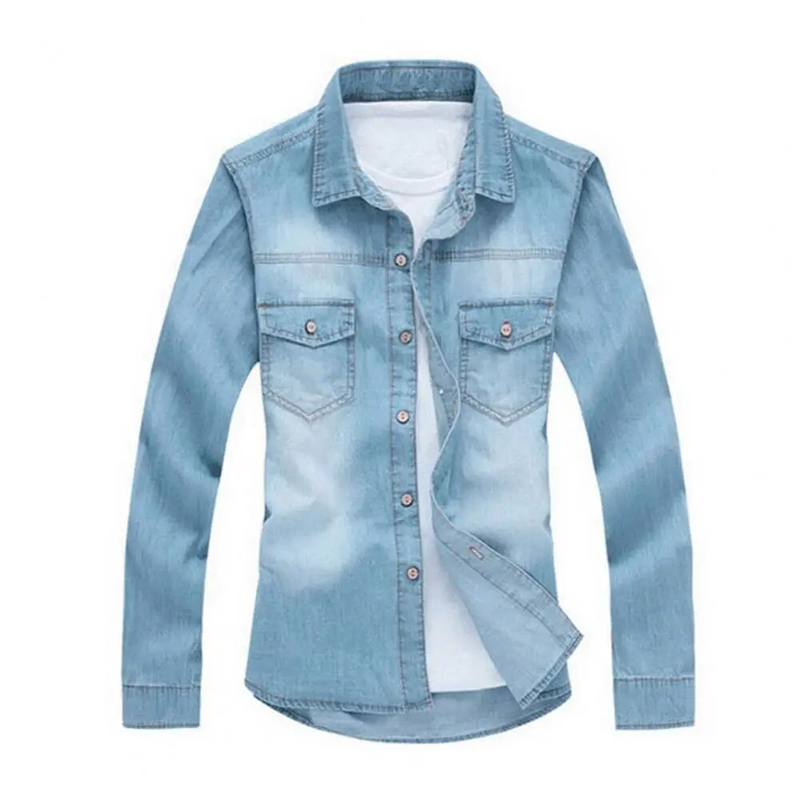Trendy Knöpfe Match Hose Cardigan Herren Jeanshemd Mantel_voghion.com