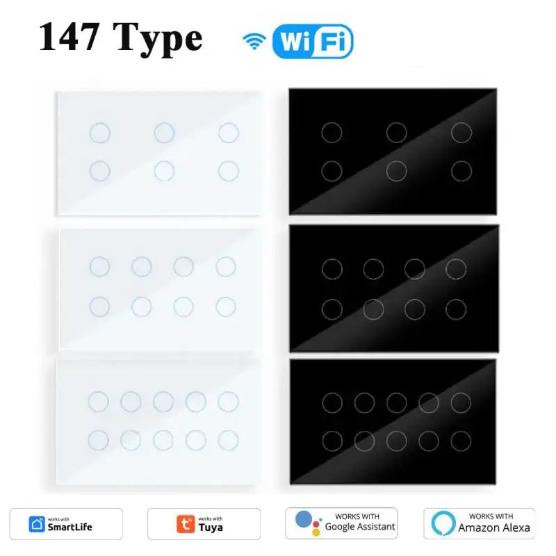 AUBESS Tuya WIFI Smart 147Typ Glas Touch Panel Interrupter 6/8/10Gang Liicht Wandschalter Alexa Google Home App Kontroll_voghion.com
