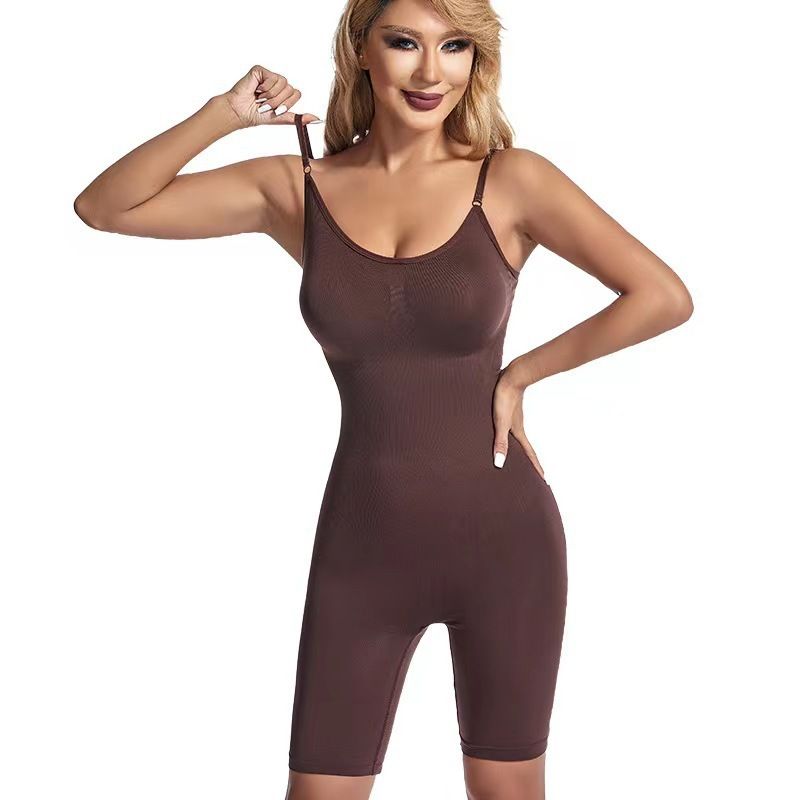 Neuer Onesie in Übergröße, nahtlos, körperbetonte Shapewear, Damenkorsett, flache Beine, postpartale Neckholder-Bodywear_voghion.com