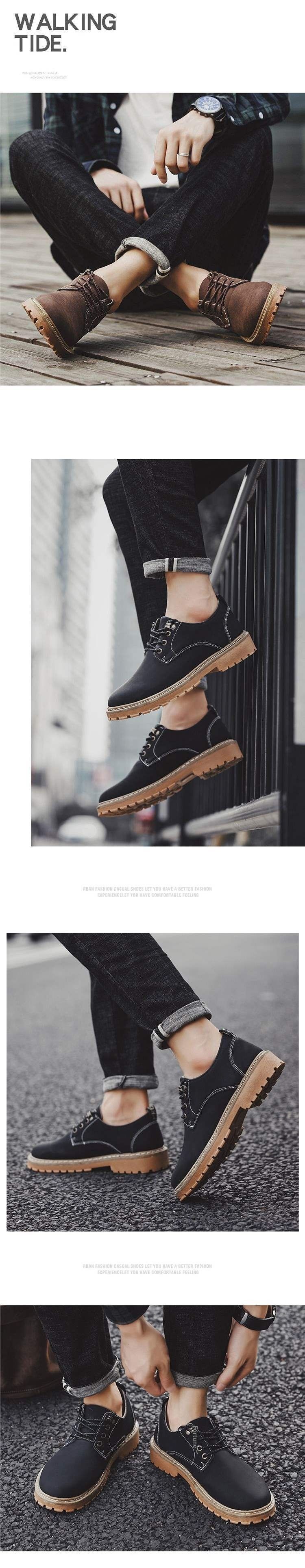 Bottes de travail basses en cuir style britannique WalkPrime pour homme, modèle Martin Chef Trendy Shoes, automne, grandes pointures._voghion.com