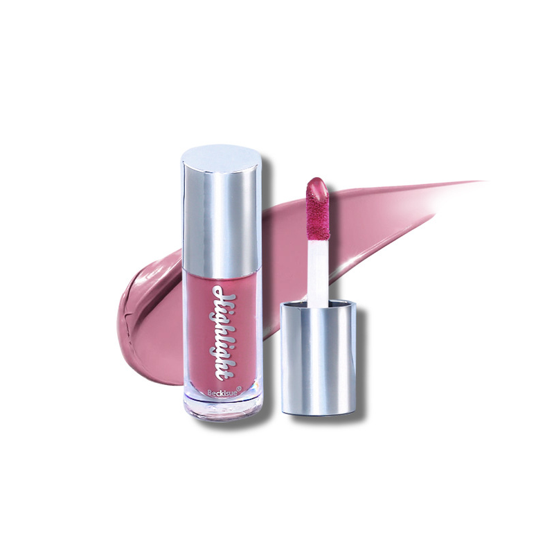 Nude-Creme-Textur, satte Farbe, Highlight-Spiegel, Highlight-Lipglasur, Lipgloss mit Wasserlicht._voghion.com
