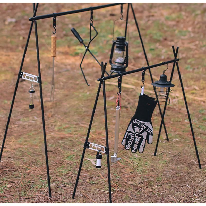 Outdoor Camping Tripod Hanging Side Multi functional Storage Tableware Stand Stable Buckle Hanger_voghion.com