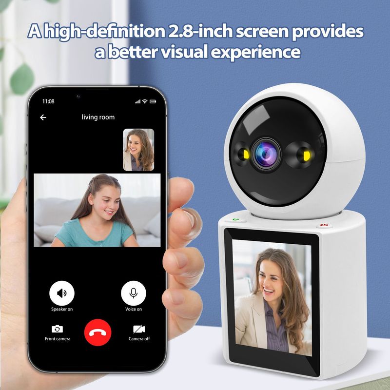 Telecamera di sorveglianza visiva bidirezionale AI da 2,8 pollici con display per chiamate interfono video HD remoto per telefono cellulare domestico_voghion.com