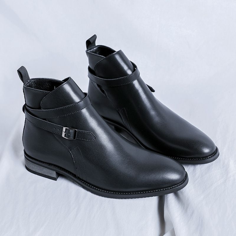 Spring Retro Tooling Boots Men's Short Boots Men's Belt Buckle Martin Boots_voghion.com