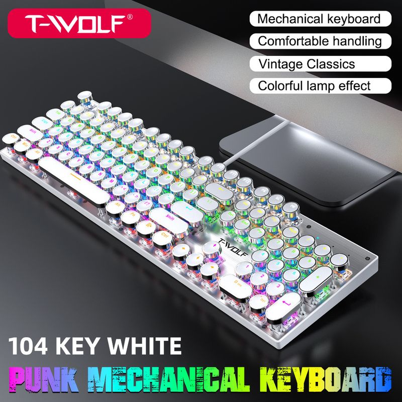 T75 Prava mehanska tipkovnica Žična RGB Mešana lahka kovina E-športna igra Punk Green Axis_voghion.com