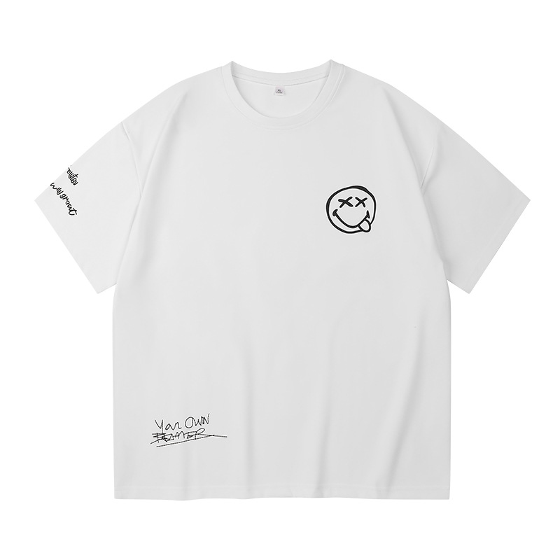 American Versatile Herren Kurzes Instagram Trendy Loose Oversized Top Sommer Paar Halbarm T-Shirt_voghion.com