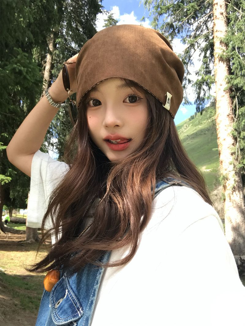 Vintage-Karomütze für Damen, dünn, für den Sommer, für großen Kopfumfang, elegant, vielseitig und lässig._voghion.com