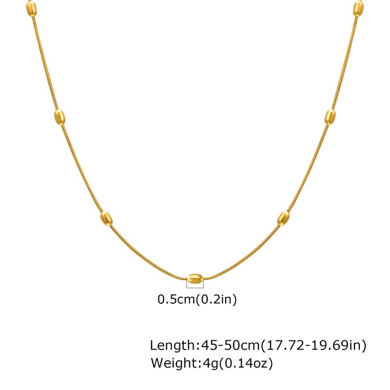 Collana con catena a serpente elegante in acciaio inossidabile con perline, da donna, in oro, per l'estate, a strati._voghion.com