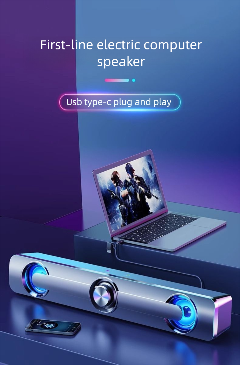 TPC One-Line Communication Small Speaker Audio Computer Desktop Bluetooth Home Use With External Microphone Multimedia_voghion.com