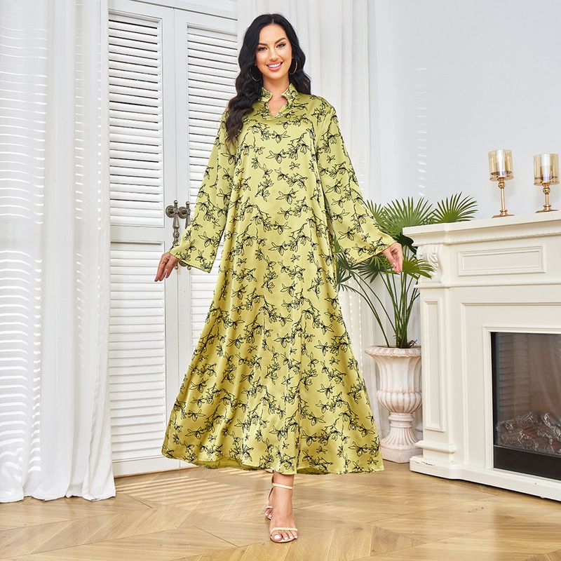 New Printed Diamond Inlaid Long Robe Clothing Factory Muslim Saudi Party Evening Dress_voghion.com