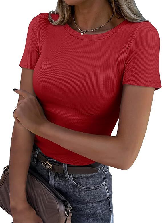 Maglietta a maniche lunghe elastica a collo rotondo a coste da donna, stile europeo e americano, slim casual, basic, con bordino_voghion.com