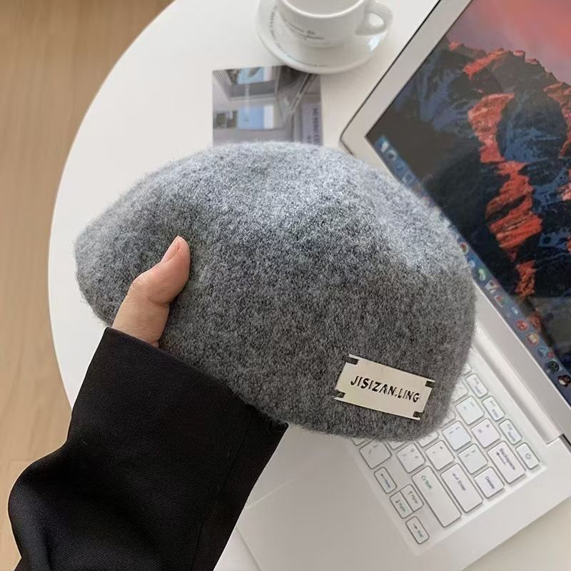 Black Beret For Women, Spring Autumn, Large Head Circumference, Face Slimming, Reversible Forward Hat, Autumn And Winter_voghion.com