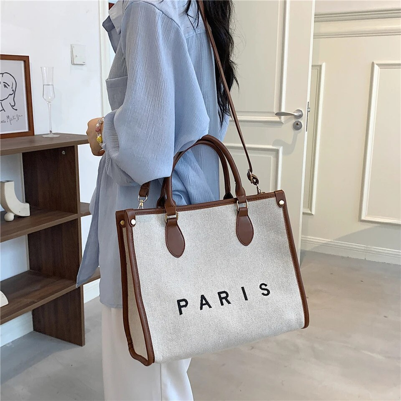 Burminsa Canvas Large Commuting A4 Work Tote Handbags For Women 2023 Trend Luxury Designer Small Ladies Shoulder Crossbody Bags_voghion.com