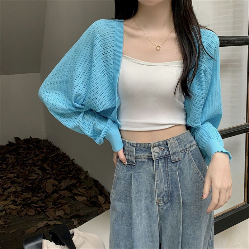 Cardigan châle de protection solaire pour femmes, été fin 2025, nouveau style, débardeur tricoté, robe camisole, cache-cœur_voghion.com