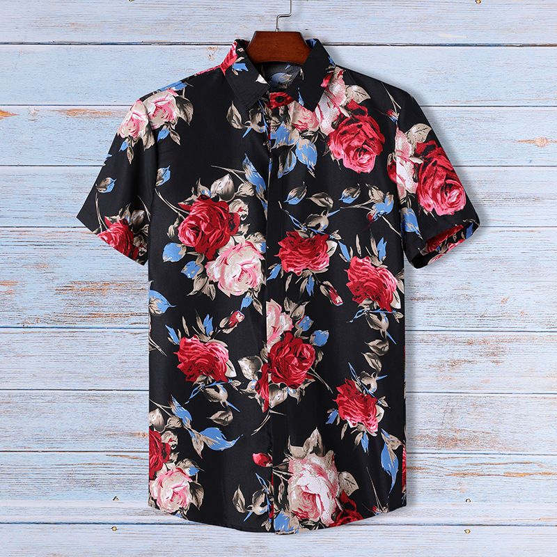 Camicia da spiaggia americana a maniche corte sottile da uomo di New Hawaiian Uprising_voghion.com