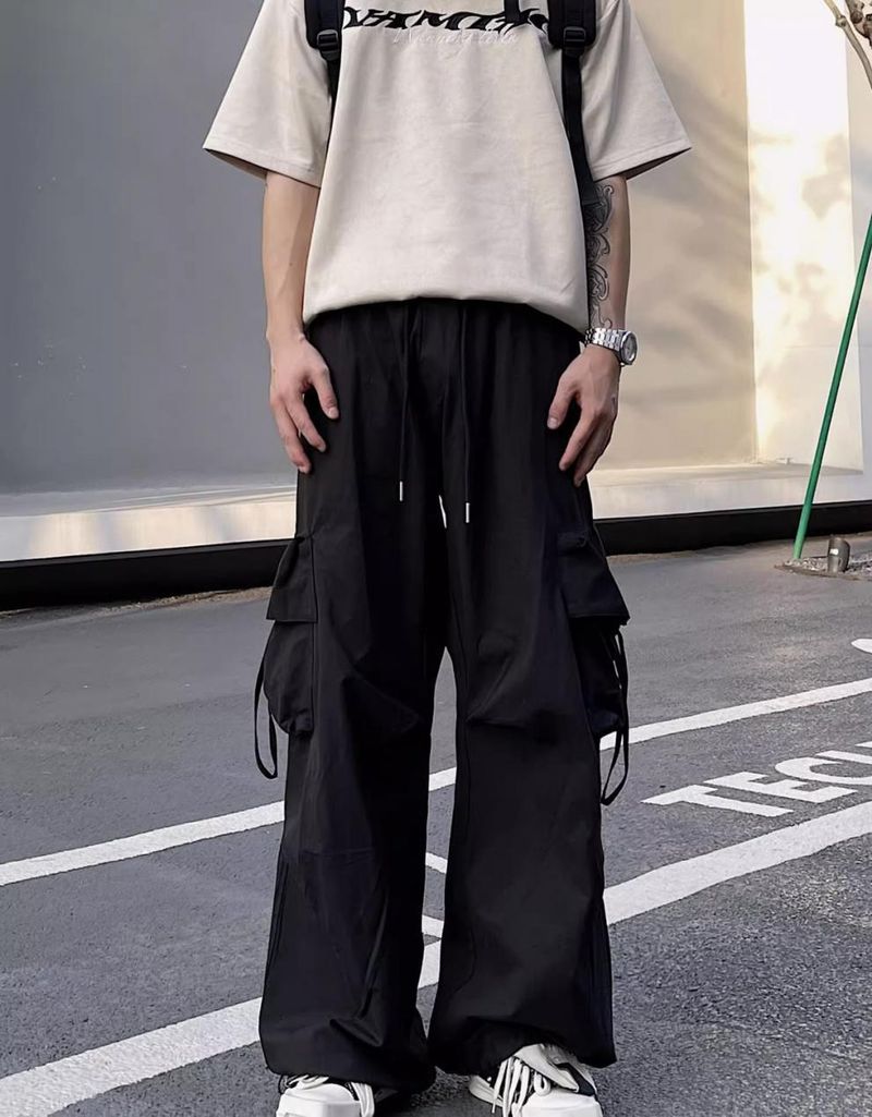 Herrenbekleidung High Street Vibe Gerade Overalls für Männer und Frauen Frühling und Sommer Lockere vielseitige blaue Hose mit weitem Bein Dopaminhose_voghion.com
