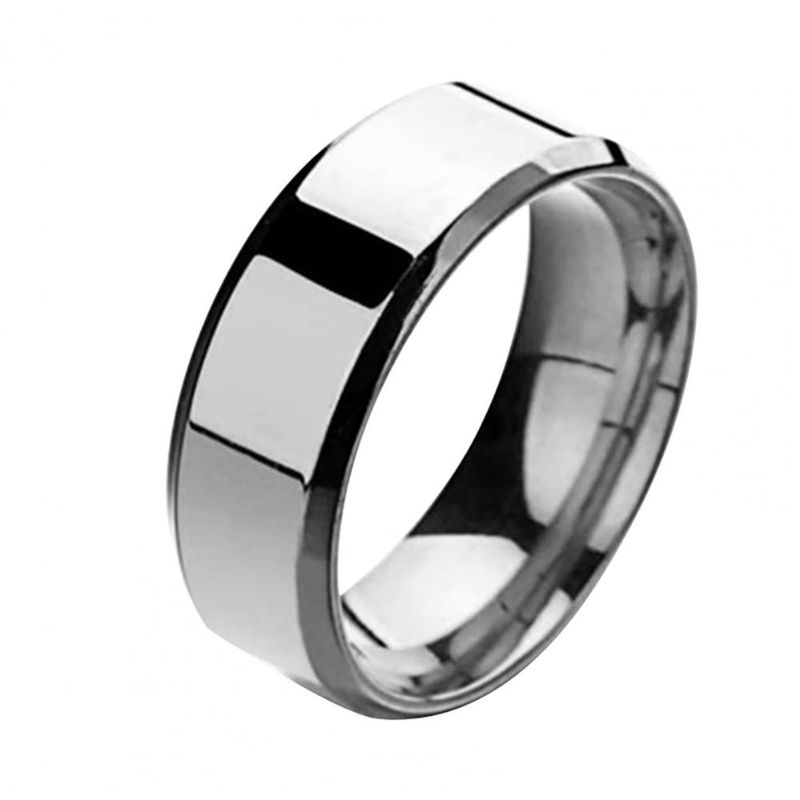 Vendita calda Uomo Argento Nero Acciaio Inossidabile Classico Colore Solido Metallo Bianco Matrimonio Fidanzamento Per Uomo Gioielli Anello Fascia_voghion.com