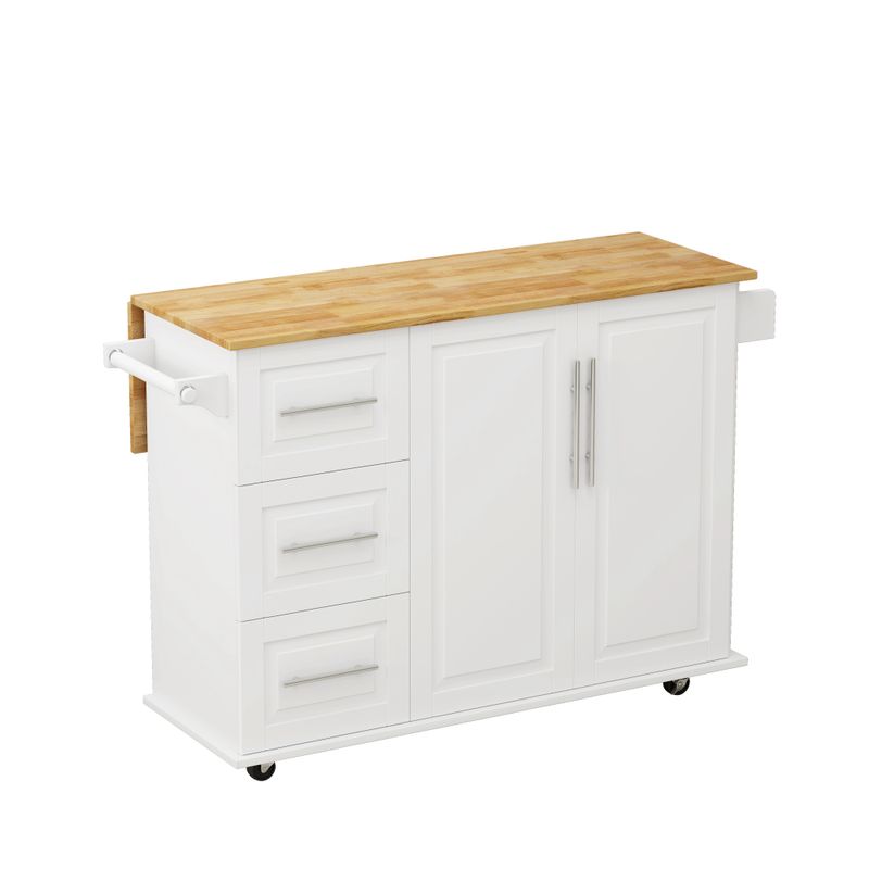 Kitchen Island Cart with 2 Door Cabinet and Three Drawers,43.31 Inch Width with Spice Rack,Towel Rack_voghion.com