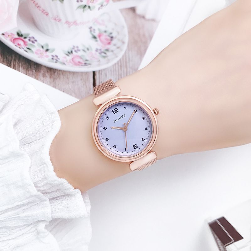 Edizione coreana da donna, alla moda e dal temperamento minimalista, maglia con disco digitale, al quarzo impermeabile_voghion.com