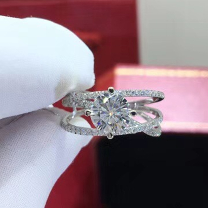Anello nuziale Live Same Style Moissanite Eternal Love in rame e platino placcato con zircone simulato_voghion.com