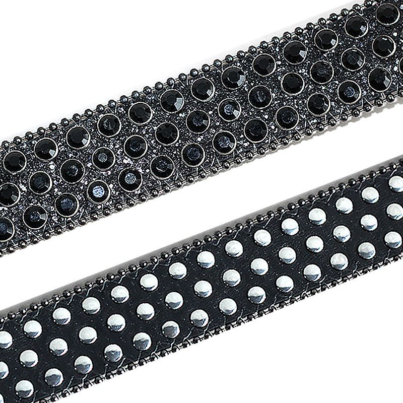Mit Strasssteinen besetzter, glänzender Punk-Hip-Hop-PU-Gürtel für Männer und Frauen, Jeans- und Kleidergürtel_voghion.com