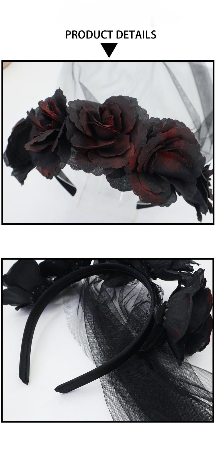 Nova faixa de cabeça de malha de caveira de terror para Halloween, máscara de rosa, luz, design de nicho de luxo_voghion.com