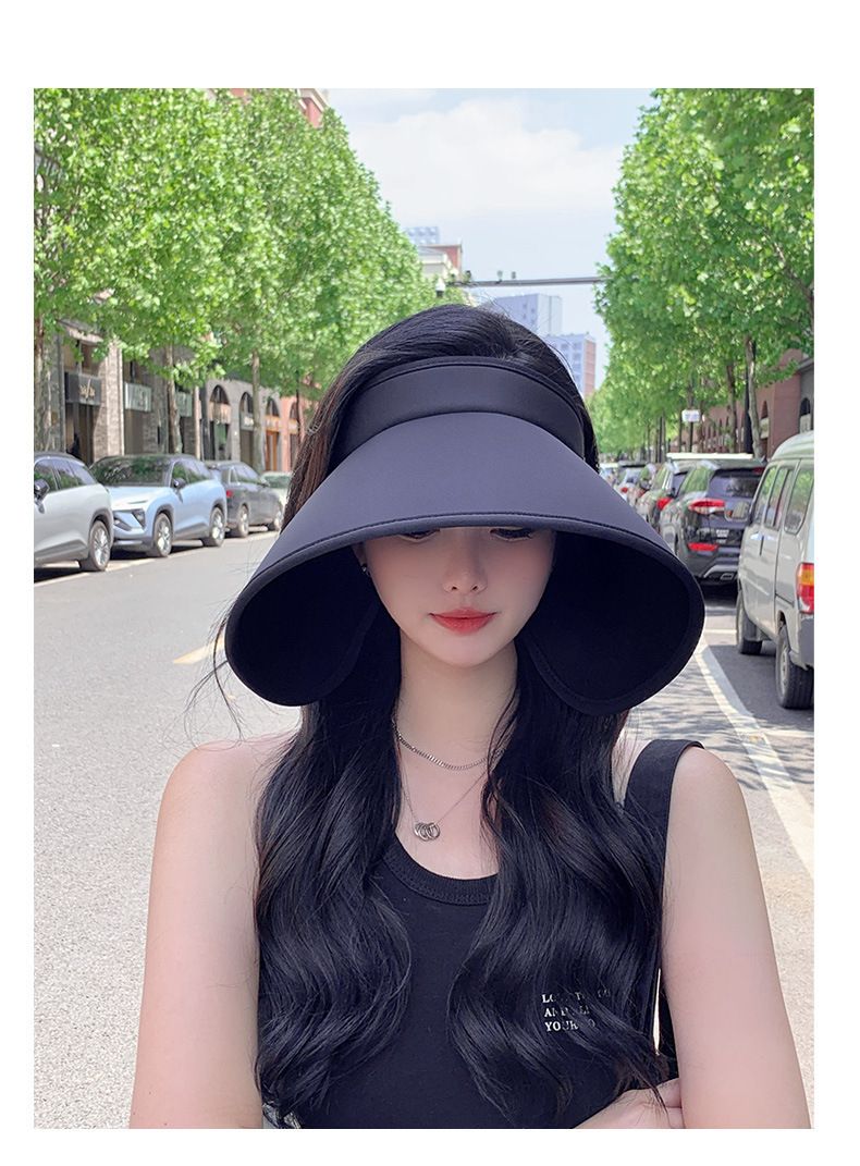 Wrap Around Full Face Women's Large Brim Hollow Top Riding Hat, UV Ice Silk Sun Hat_voghion.com