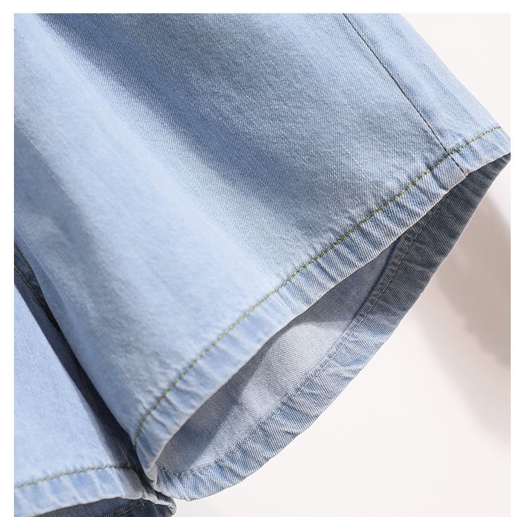 Pantaloncini in denim tencel sottile a linea A, da donna, versatili, larghi, a vita alta, con gamba larga, estate 2025_voghion.com