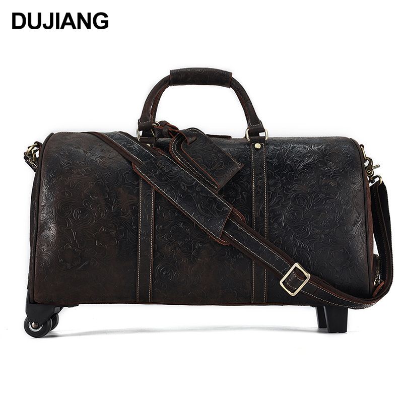 Neu Hochwertiges Echtledergepäck mit großer Kapazität Rollreisetasche für Geschäftsreisen Herrenkoffer_voghion.com