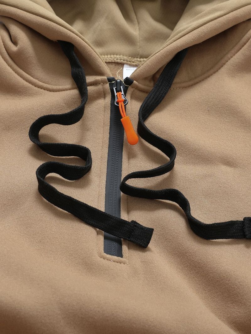 Moletom masculino com capuz e zíper, design de bolso, outono e inverno_voghion.com