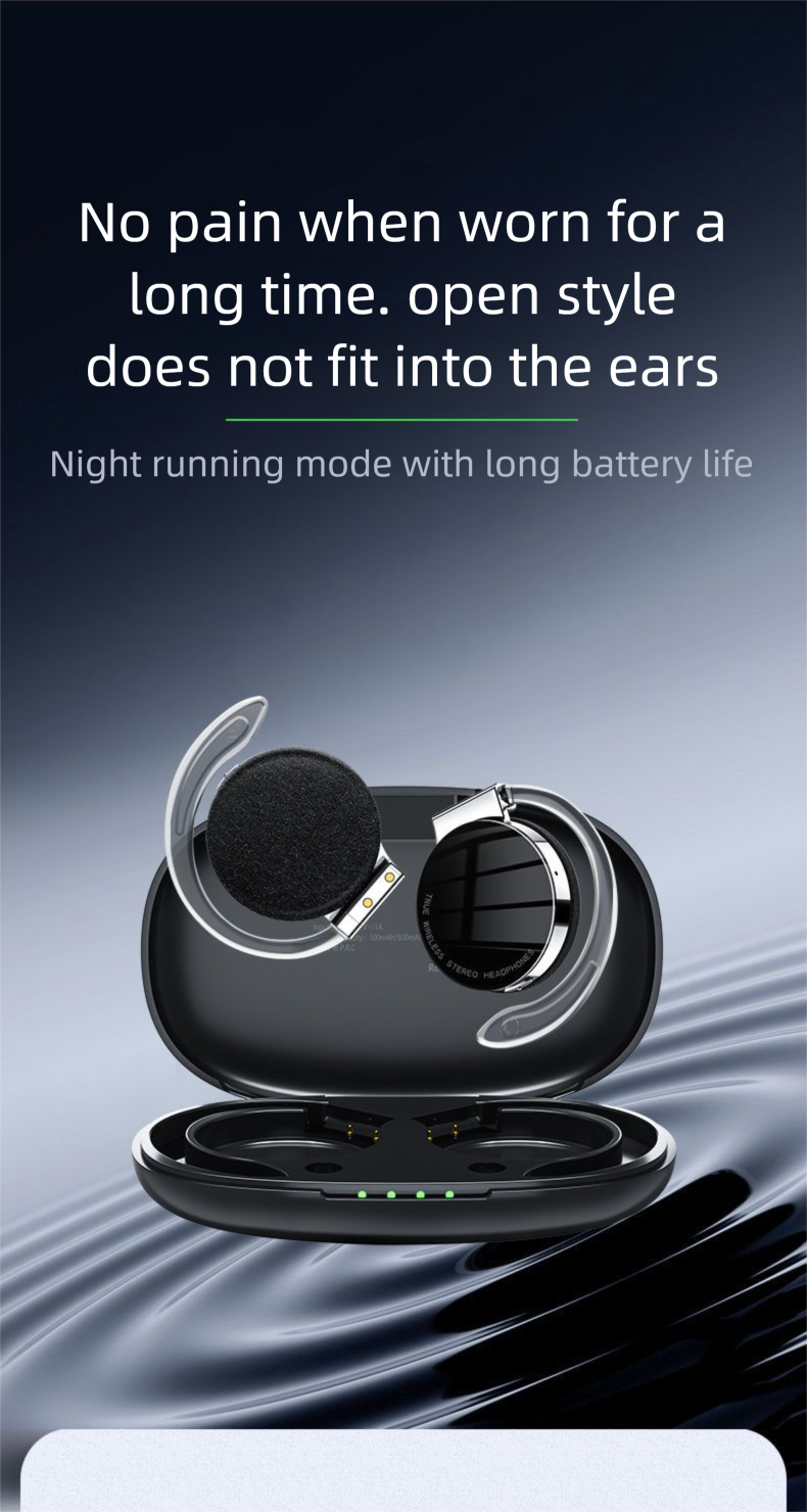 Long-Wear Comfortable Computer Bluetooth Headset True Wireless Ear Hook Painless Bone Conduction Ultra-Long Battery Life_voghion.com