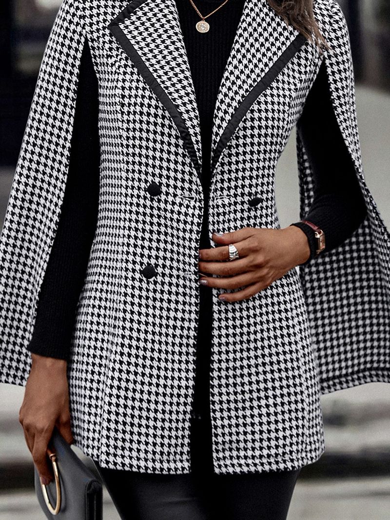 Women's Clothing houndstooth suit jacket female winter new style split long sleeve commuter temperament small suit _voghion.com