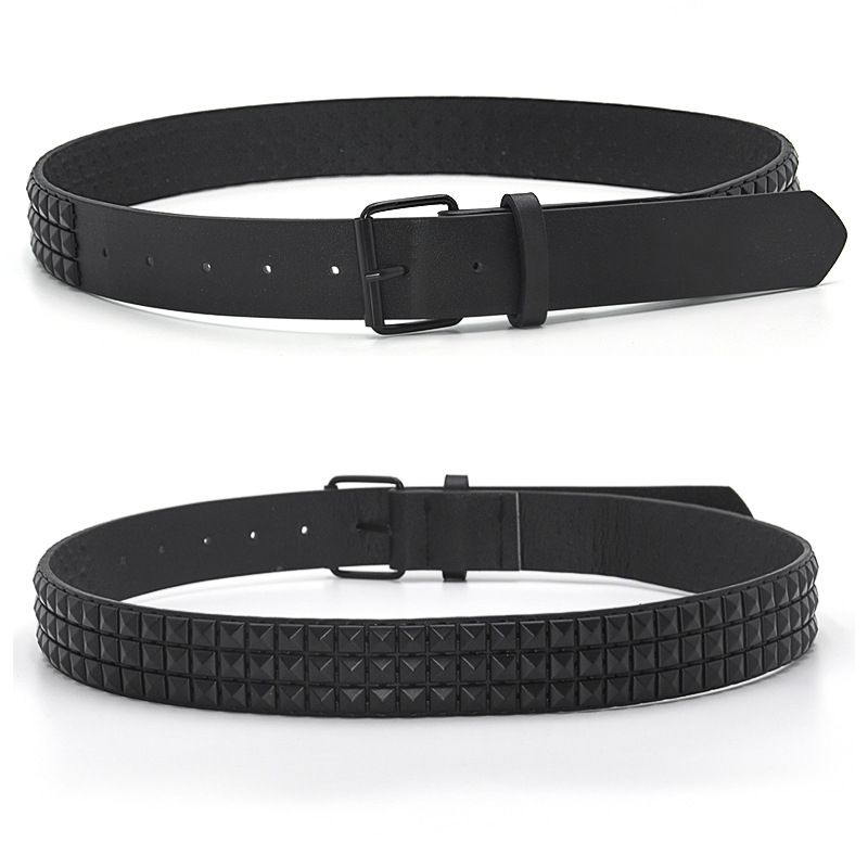 HOT High Quality Rivet Belt Men&Women's Studded Fashion Versatile Belts Punk Rock With Pin Buckle Drop Decoration Black Hot_voghion.com