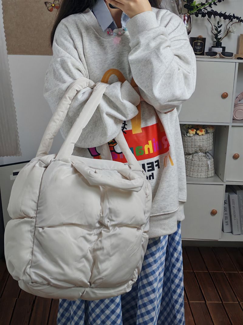 Borsa tote di alta qualità a forma di diamante, morbida in cotone, grande capacità, per donna, 2024, nuova borsa a tracolla versatile sottobraccio per autunno e inverno_voghion.com