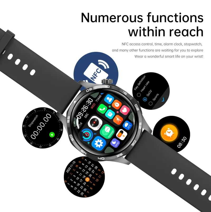 2025 GT5 PRO Smart Watch Herren für HUAWEI Watch 5 Pro AMOLED HD-Bildschirm Bluetooth-Anruf GPS-Flugbahn NFC-Kompass SmartWatches Neu_voghion.com